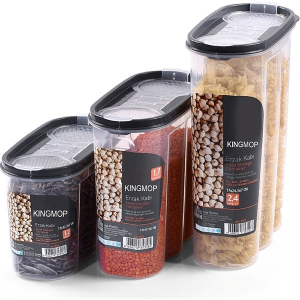King Mop 24'lü Sızdırmaz Kapaklı Erzak Saklama Kabı Seti 8 x ( 1200 Ml, 1700 Ml, 2400 ml ) Kmmsk-01 - 24 Adet Saklama Kapları Fiyatı