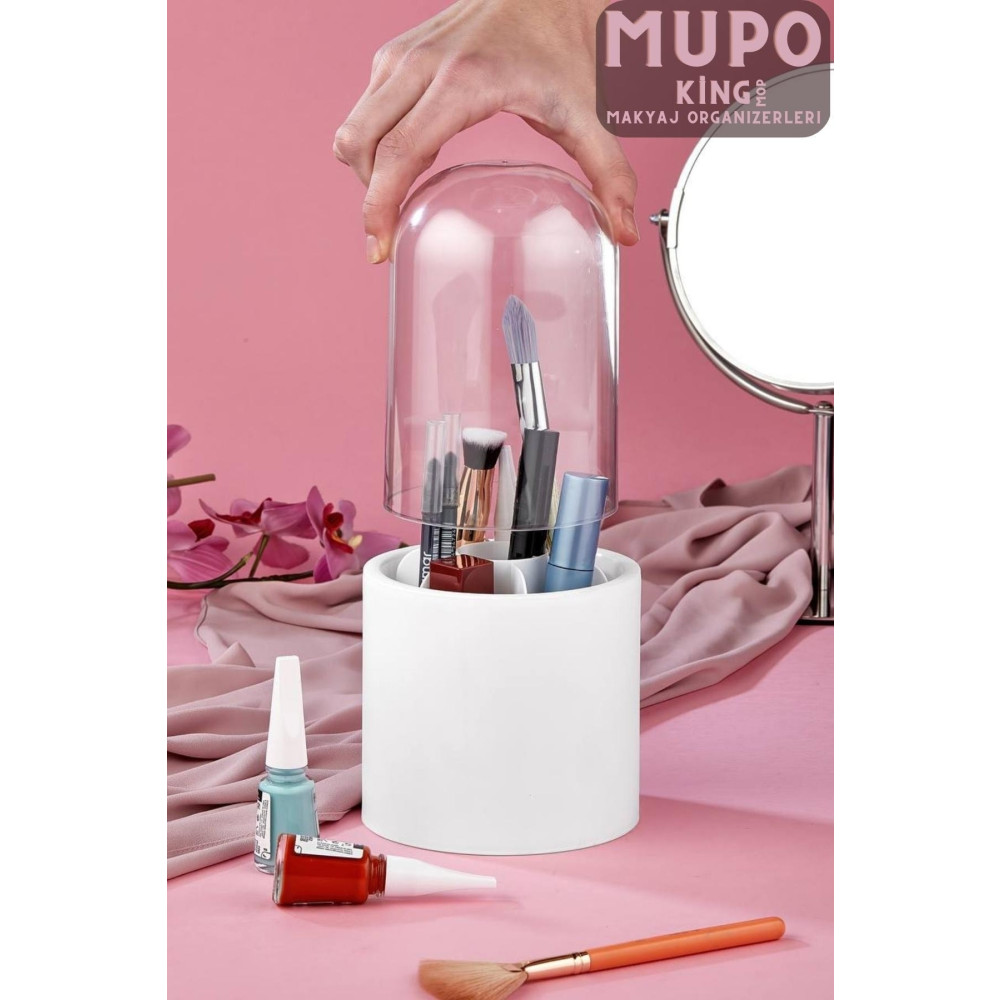 King Mop Mupo Beyaz Renkli 7 Bölmeli Şeffaf Koruma Kapaklı Makyaj Fırçası Ve Kozmetik Düzenleyici Eşya Saklama / Düzenleme Fiyatı