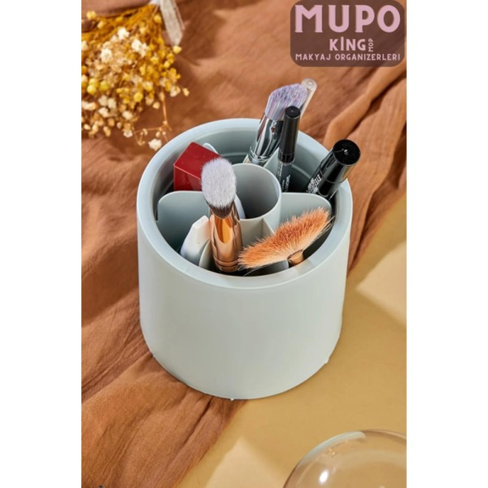 King Mop Mupo Gri Renkli 7 Bölmeli Şeffaf Koruma Kapaklı Makyaj Fırçası Ve Kozmetik Organizer Saklama Kapları Fiyatı
