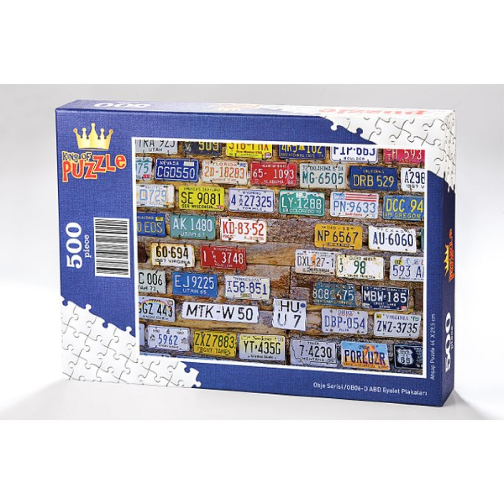 King Of Puzzle ABD Eyalet Plakaları Ahşap Puzzle 500 Parça (OB06-D) Oto Boyaları Fiyatı