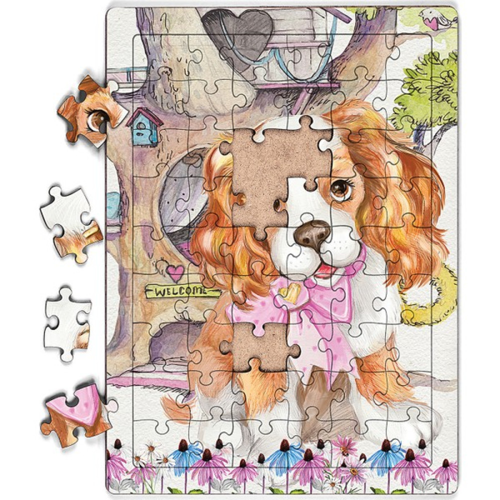 King Of Puzzle Sevimli Köpek ve Ağaç Ev Ahşap Puzzle 54 Parça (Lıv-22) Oto Boyaları Fiyatı