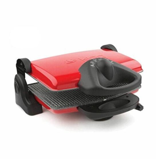 King P-637 Granit 1600 W 6 Adet Pişirme Kapasiteli Teflon Çıkarılabilir Plakalı Izgara ve Tost Makinesi Kırmızı