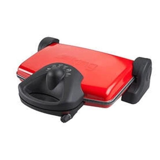 King P-637 Granit 1600 W 6 Adet Pişirme Kapasiteli Teflon Çıkarılabilir Plakalı Izgara ve Tost Makinesi Kırmızı