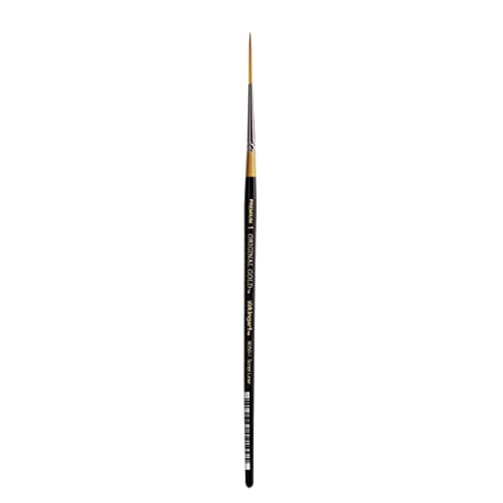 KINGART Premium Original Gold 9050-1 Script Liner Series Artist Brush, Golden Taklon Synthetic Hair, Short Handle, for Acrylic, Watercolor, Oil and Gouache Painting, Size 1