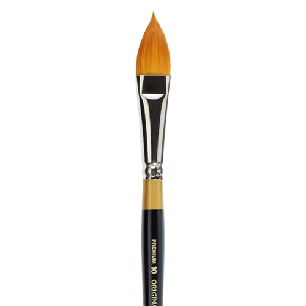 KINGART Premium Original Gold 9930-2 OVAL FLORAL PETAL Series Artist Brush, Golden Taklon Synthetic Hair, Short Handle, for Acrylic, Watercolor, Oil and Gouache Painting, Size 2