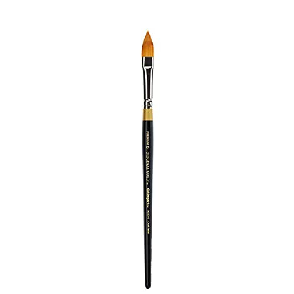 KINGART Premium Original Gold 9930-6 Oval Floral Petal Series Artist Brush, Golden Taklon Synthetic Hair, Short Handle, for Acrylic, Watercolor, Oil and Gouache Painting, Size 6