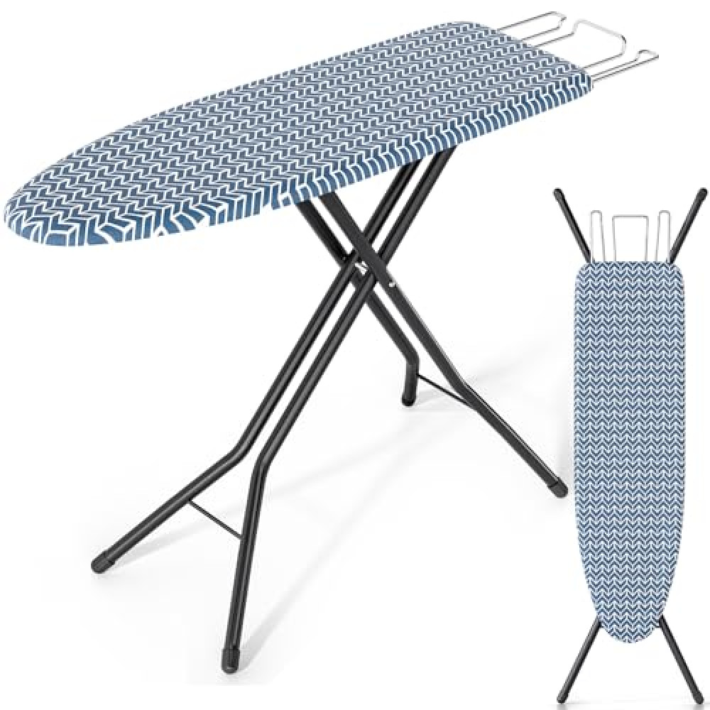 KINGBOARD Ironing Board, Foldable Iron Board with Iron Rest, Compact Ironing Board with Height Adjustable, Extra Thick Heat-Resistant Cover, Heavy-Duty Sturdy Metal Legs, 43x13 Blue Ironing Boards and Accessories Fiyatı