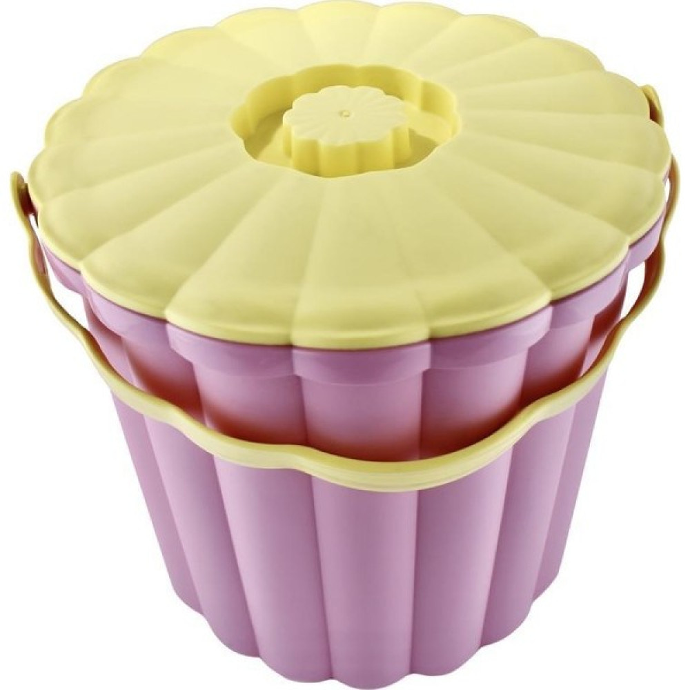 Kinghome UP648 Papatya Desenli Kova 12 Litre Pembe-Sarı - Pembe Çöp Kovaları Fiyatı
