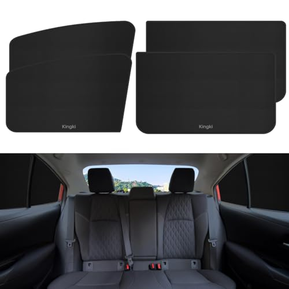 KINGKI Car Side Window Sun Shades, 4 PCS Window Sunshades Privacy Curtains, 100% Block Light for Breastfeeding, Taking a nap, Changing Clothes, Camping (Front&Back 4pcs)