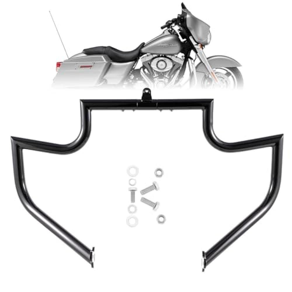 Kinglemc Crash Bar Engine Guard Highway Bar for Harley Davidson Touring Road Glide Road King Street Glide Electra Glide CVO and Trike Models (Fit for Touring 2009-2023- Gloss Black)
