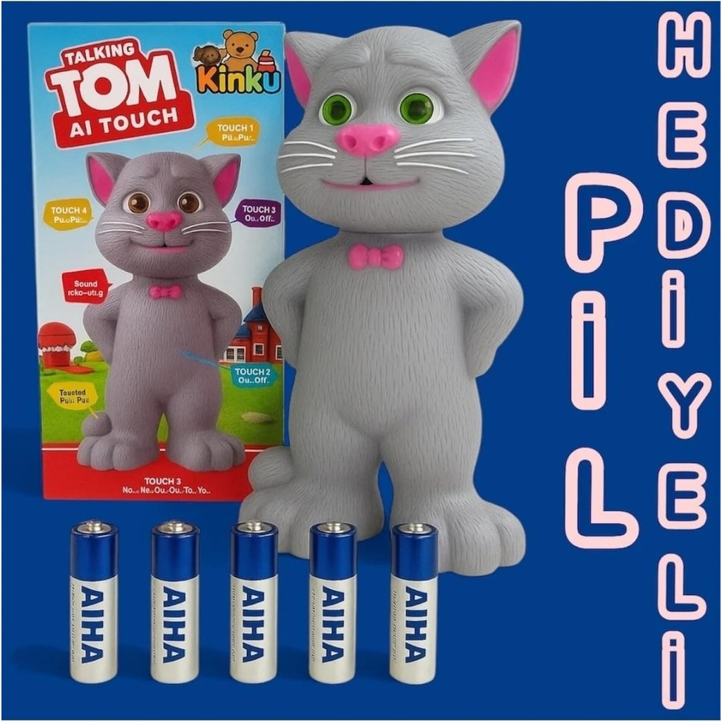 Kinku Konuşan Kedi Tom 23 cm Müzikli Ses Kaydeden Hediyeli Pil ile Eğlenceli Oyun - 856 Gri Evcil Hayvan Ürünleri Fiyatı