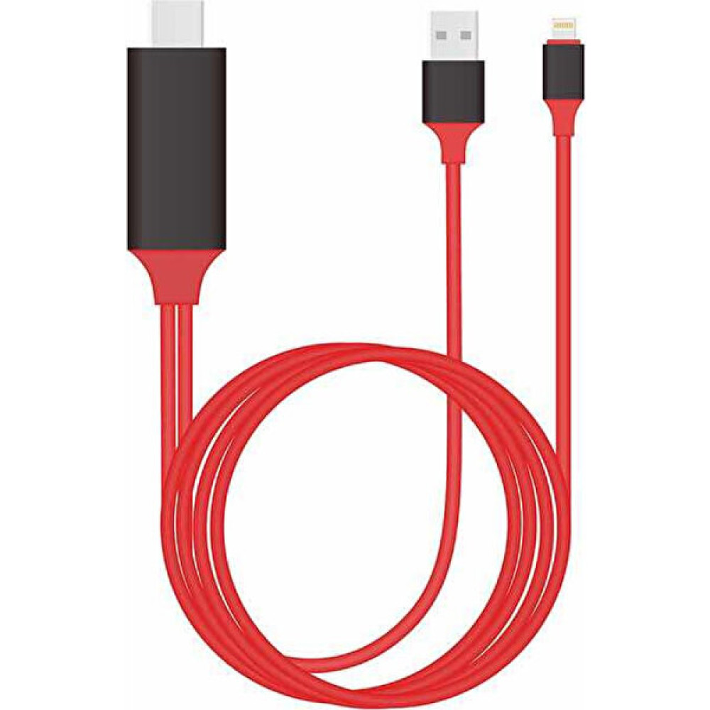 Kinq Apple iPhone Ve iPad Lightning Girişli Hdmı Tv Kablo-Kırmızı Görüntü Kablosu Fiyatı