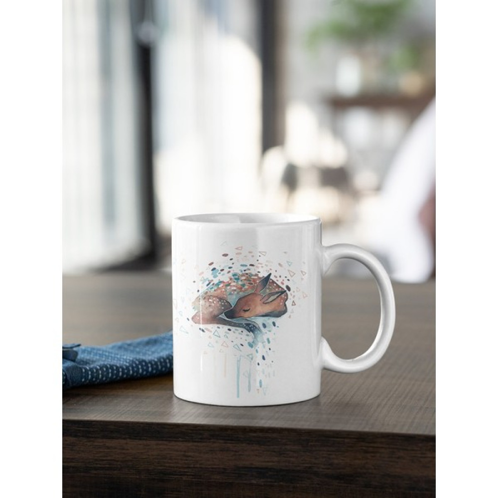 Kio Tasarım Doğa Serisi 8 Vahşi Hayat Karaca Baskılı Kahve Çay Kupası Kupa Beyaz Porselen Mug Sevgililer-İş Arkadaşı-Doğum-Günü Hediyesi Hediye Fincan / Bardak / Kahve Takımı Fiyatı