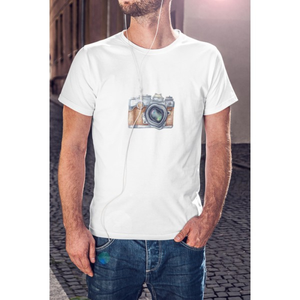 Kio Tasarım Eski Retro Analog Fotoğraf Makinesı 2 Baskılı Tişört Erkek Pamuk Sevgililer-Doğum-Günü Hediye Erkek T-shirt Fiyatı