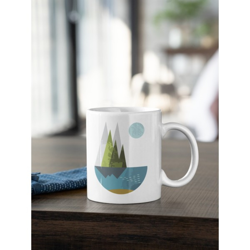 Kio Tasarım Geometrik Sanat Doğa Konsepti Baskılı Kahve Çay Kupası Kupa Beyaz Porselen Mug Sevgililer-İş Arkadaşı-Doğum-Günü Hediyesi Hediye Oto Boyaları Fiyatı