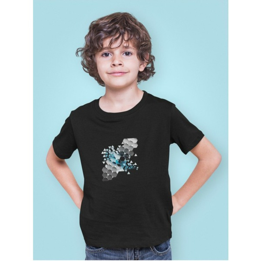 Kio Tasarım Geometrik Şekiller Serisi 1 Baskılı Çocuk Tişört Siyah Unisex Pamuklu Sevgililer-Doğum-Günü Hediye Erkek Çocuk T-shirt Fiyatı