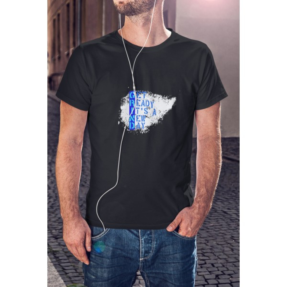 Kio Tasarım Grind Yazı Baskılı Tişört Erkek Pamuklu Sevgililer-Arkadaş-Doğum-Günü Hediye Erkek T-shirt Fiyatı