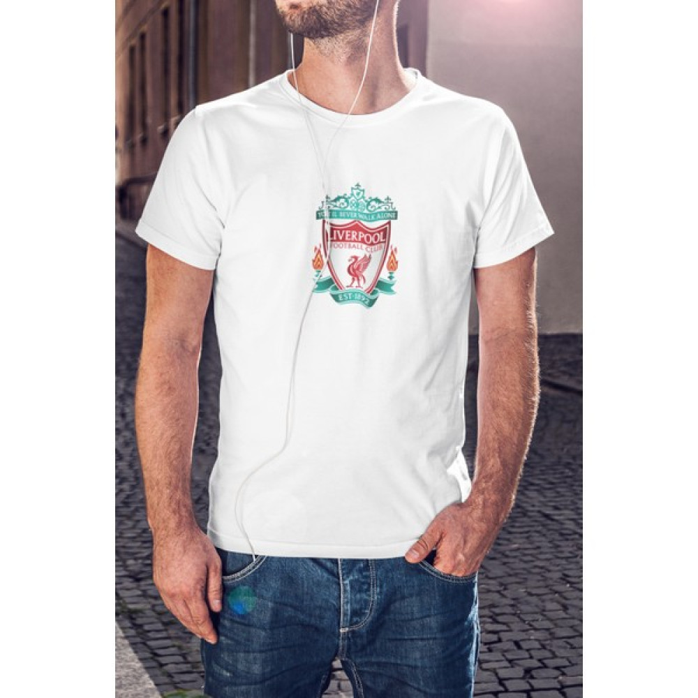 Kio Tasarım Liverpool Logo İngiltere Premier League Baskılı Tişört Erkek Pamuk Sevgililer-Doğum-Günü Hediye Erkek T-shirt Fiyatı