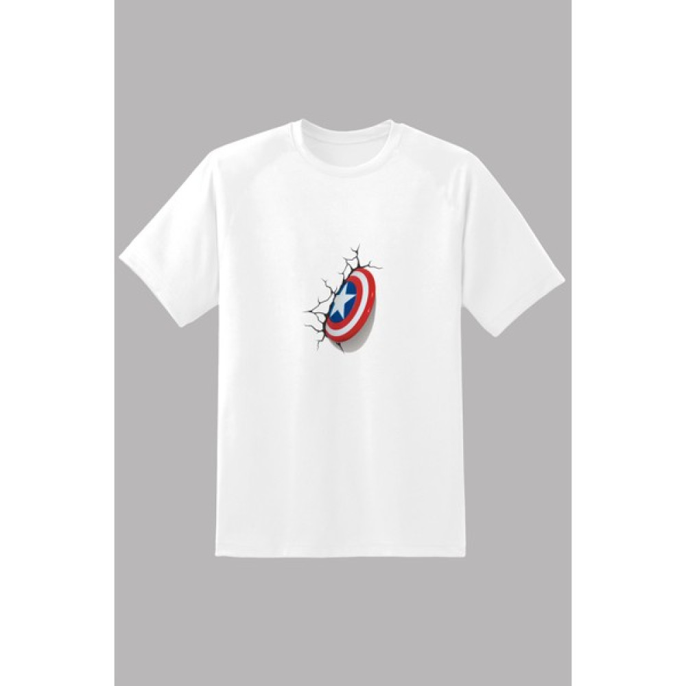 Kio Tasarım Marvel Karakteri Kaptan Amerika Kalkan Baskılı Tişört Kadın Pamuklu Sevgililer-Doğum-Günü Hediye Erkek T-shirt Fiyatı