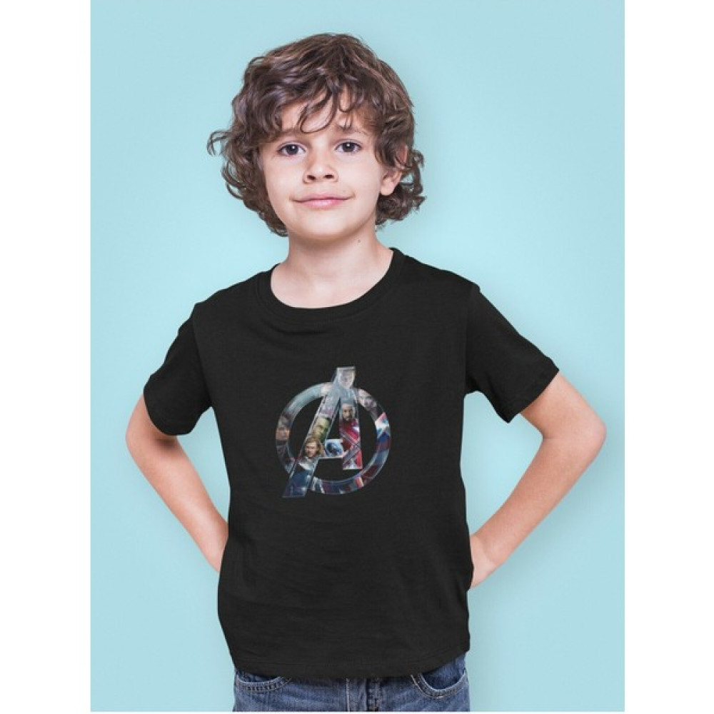 Kio Tasarım Marvel The Avengers Logo 2 Baskılı Çocuk Tişört Siyah Unisex Pamuklu Sevgililer-Doğum-Günü Hediye Erkek Çocuk T-shirt Fiyatı