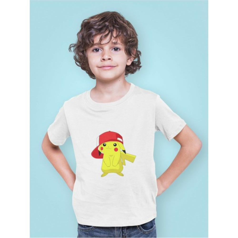 Kio Tasarım Pokemon Pikachu Pikaçu Pikacu Baskılı Çocuk Tişört Beyaz Unisex Pamuklu Sevgililer-Doğum-Günü Hediye Kız Çocuk T-shirt Fiyatı