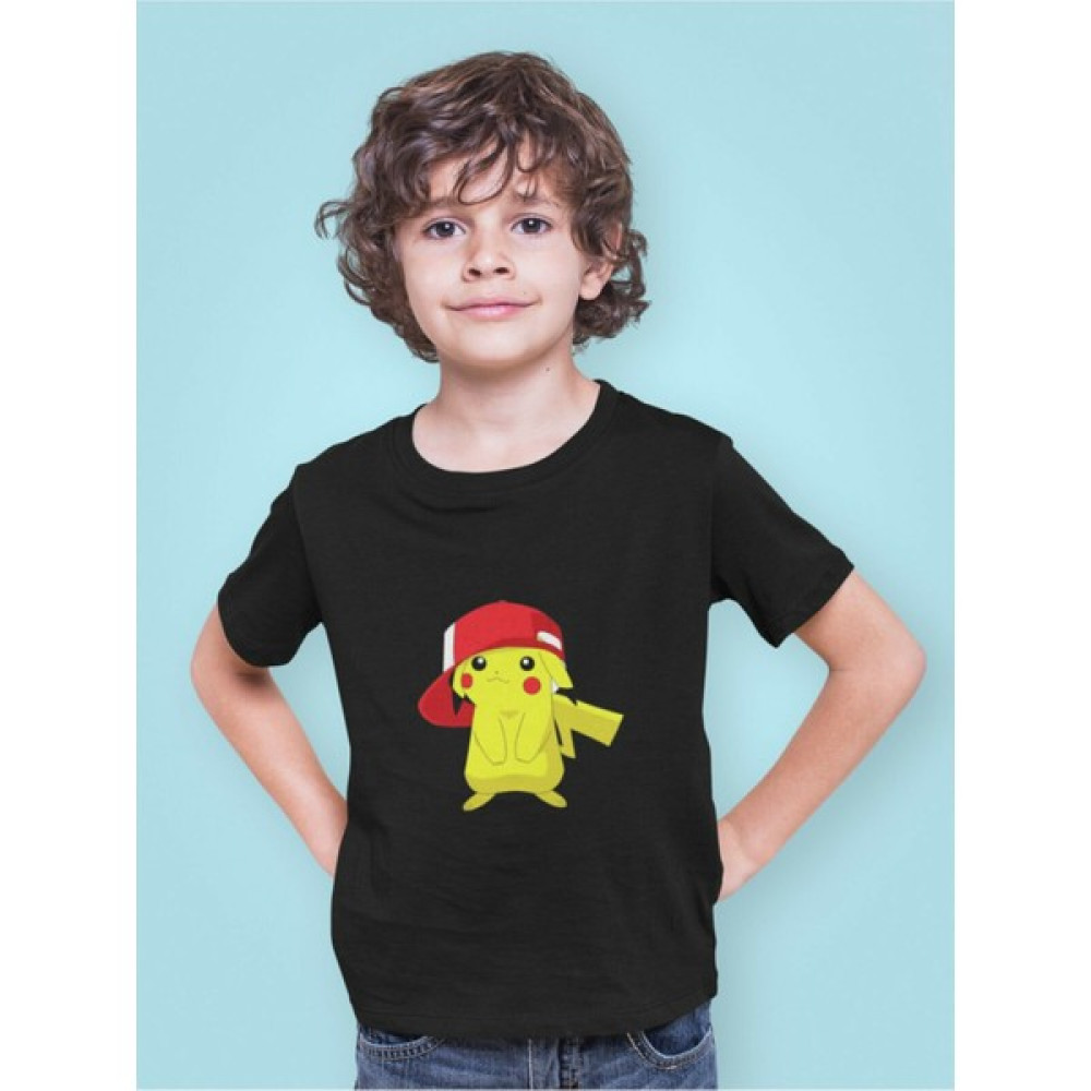 Kio Tasarım Pokemon Pikachu Pikaçu Pikacu Baskılı Çocuk Tişört Siyah Unisex Pamuklu Sevgililer-Doğum-Günü Hediye Kız Çocuk T-shirt Fiyatı