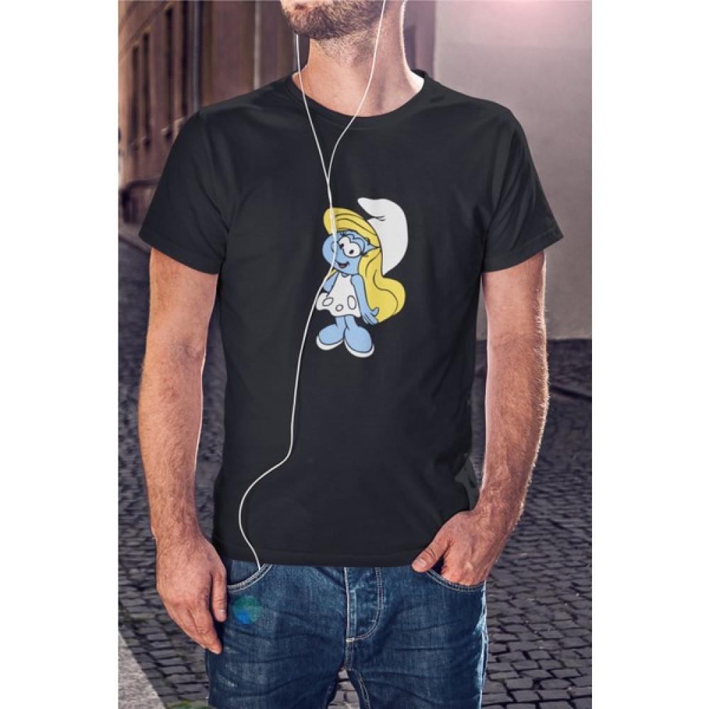 Kio Tasarım Şirinler Çizgi Karakteri Şirine Baskılı Tişört Erkek Pamuklu Sevgililer-Doğum-Günü Hediye Erkek T-shirt Fiyatı