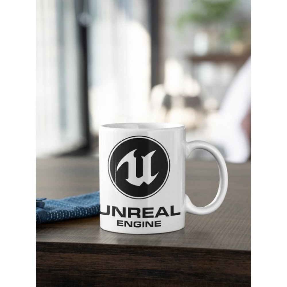 Kio Tasarım Unreal Engine Logo Ve Yazı Baskılı Kahve Çay Kupası Kupa Beyaz Porselen Mug Sevgililer-İş Arkadaşı-Doğum-Günü Hediyesi Hediye Fincan / Bardak / Kahve Takımı Fiyatı