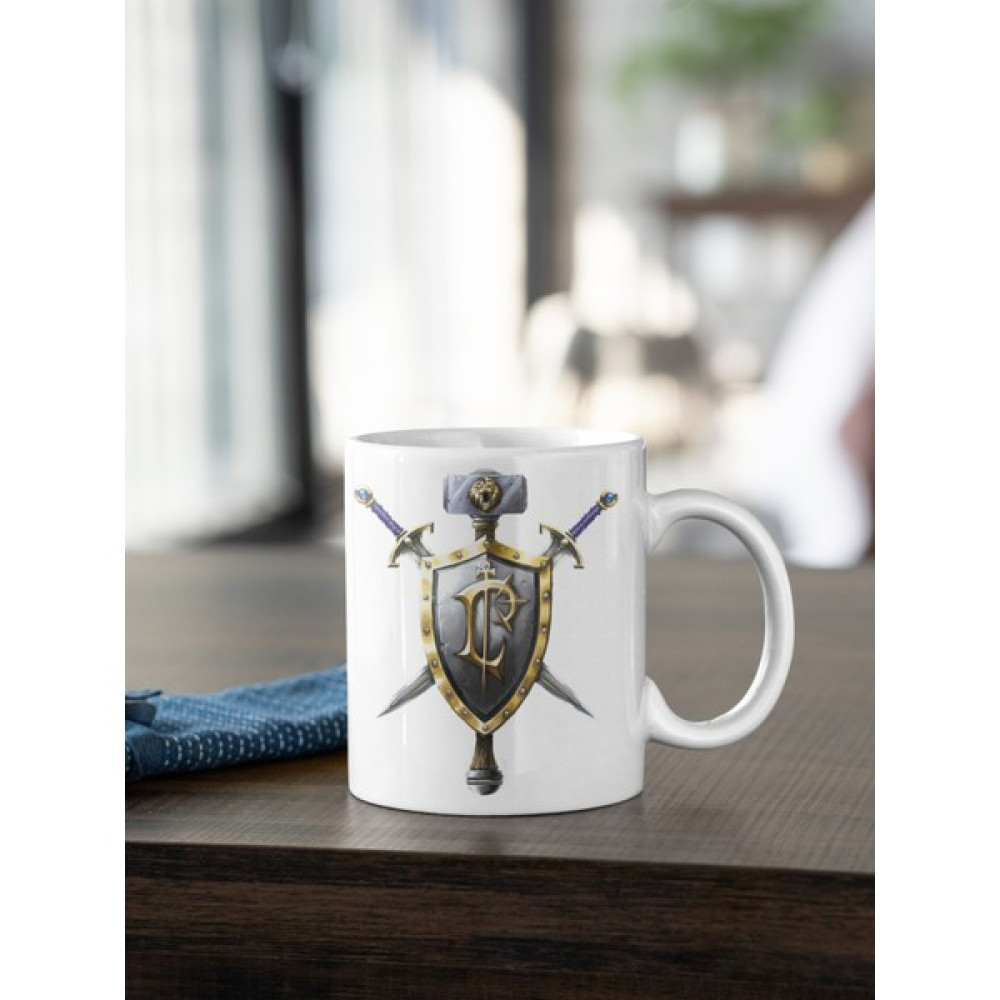 Kio Tasarım Warcraft Kalkan Kılıç Renkli Baskılı Kahve Çay Kupası Kupa Beyaz Porselen Mug Sevgililer-İş Arkadaşı-Doğum-Günü Hediyesi Hediye Oto Boyaları Fiyatı