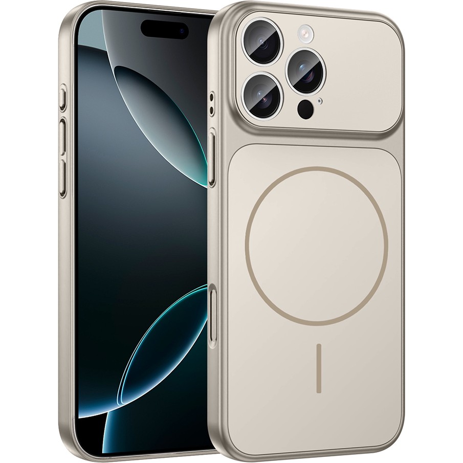 Kip GSM Iphone 14 Pro Max Uyumlu Kılıf Magsafe Şarj Destekli Cam Çerçeveli Lüks Kapak - Gri - İphone 14 pro max Cep Telefonu Kılıfı Fiyatı