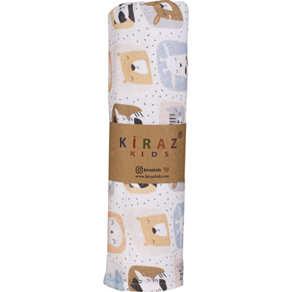 Kirazkids Hayvanlar Alemi Desen Müslin Örtü - 120 x 120 cm - Renkli Hamilelik ve Emzirme Fiyatı