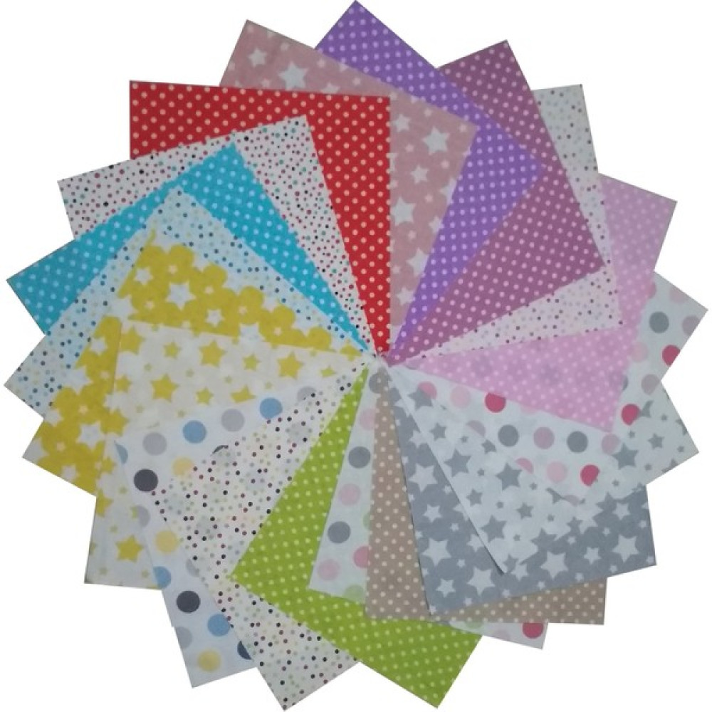 Kırkyama Patchwork Home 25 x 25 m 20 Parça Pamuklu Kumaş Elişi 40YAMA Dikiş Hobi-Noktalar ve Yıldızlar - Renkli - 25 cm Kumaşlar Fiyatı