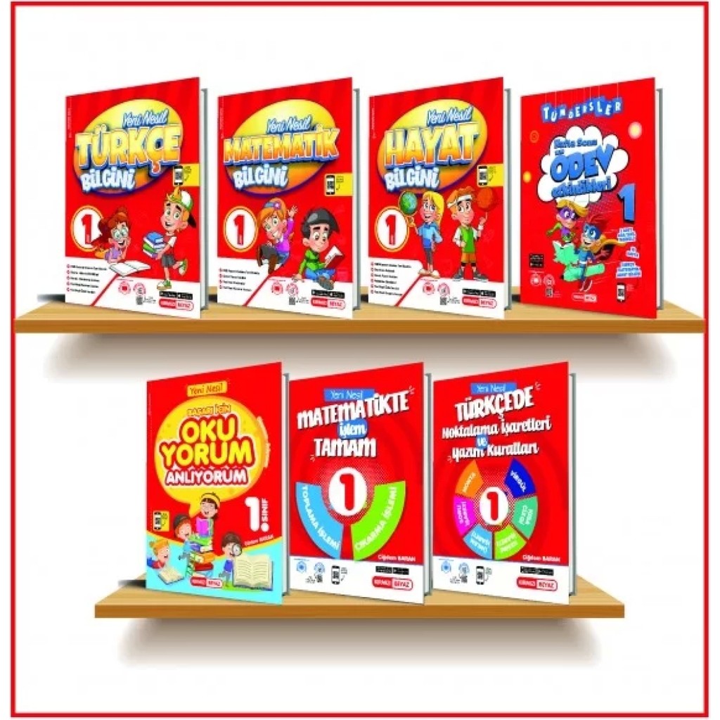 Kırmızı Beyaz Yayınlar 1.Sınıf 2.Dönem Seti Yeni Nesil 7 Kitap Diğer Fiyatı