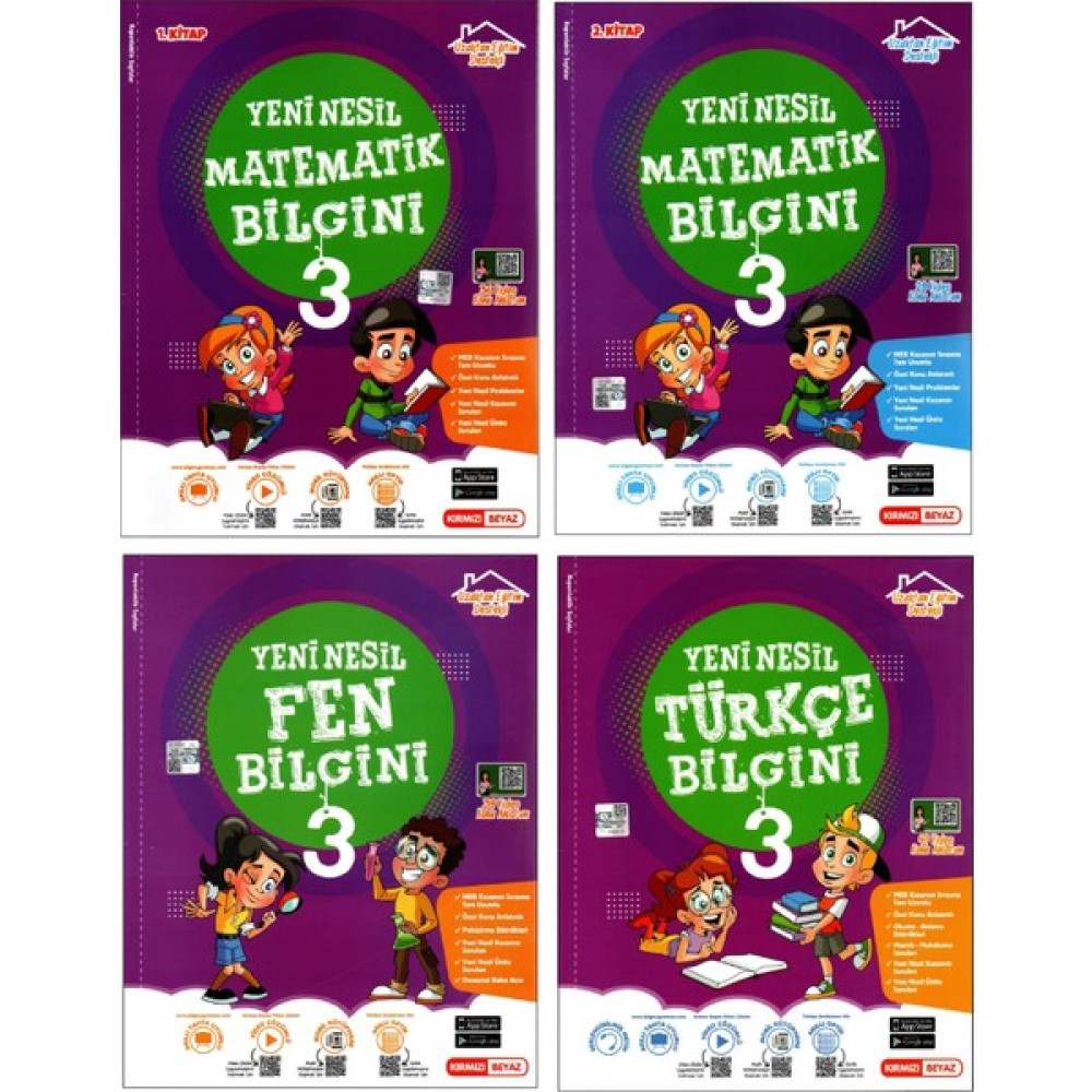 Kırmızı Beyaz Yayınlar 3. Sınıf Matematik+Türkçe+Fen Bilgini Soru Bankası 4 Kitap Tüm Dersler Fiyatı
