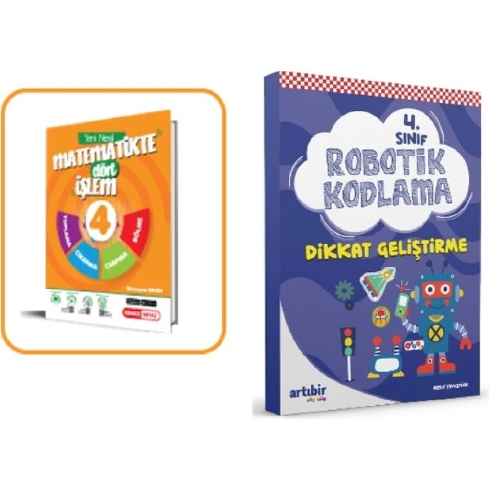 Kırmızı Beyaz Yayınlar 4. Sınıf Matematikte 4 İşlem ve Artıbir Yayıncılık Robotik Kodlama 2 Kitap Matematik Fiyatı