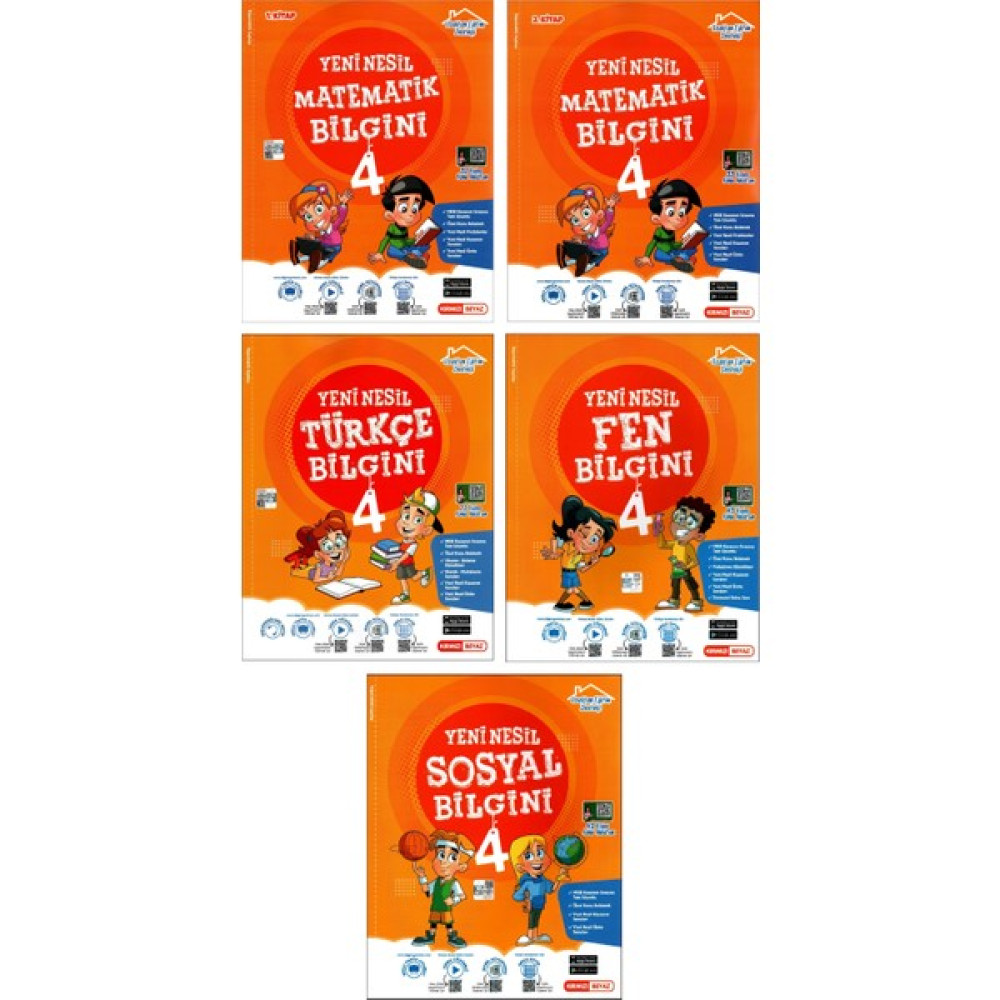 Kırmızı Beyaz Yayınlar 4. Sınıf Matematik+Türkçe+Fen+Sosyal Bilgini Soru Bankası 5 Kitap Tüm Dersler Fiyatı