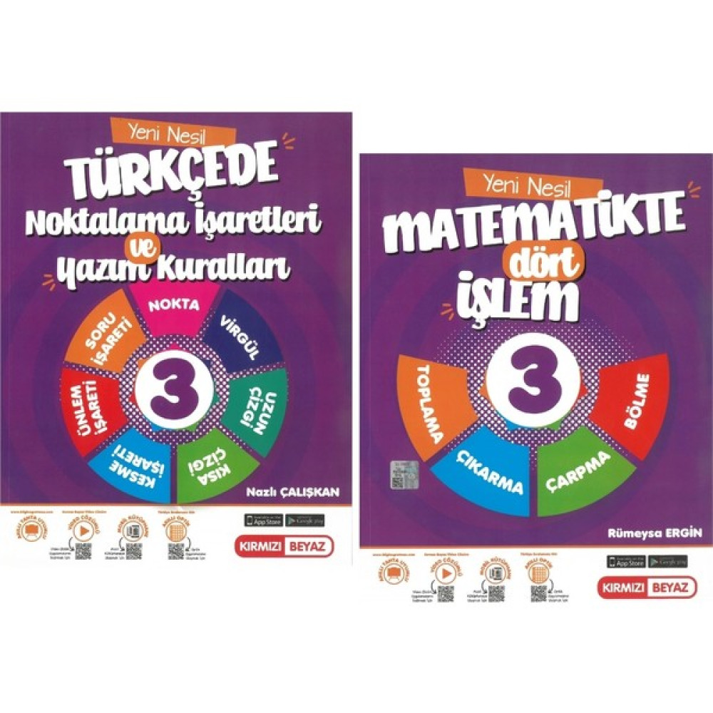 Kırmızı Beyaz Yayınlar Kırmızı Beyaz 3.sınıf Yeni Nesil Dört Işlem - Yazım Noktalama Türkçe Matematik Seti 2 Kitap Kaynak Kitapları Fiyatı