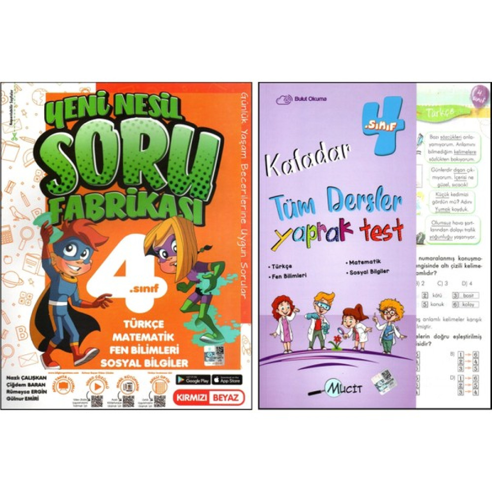 Kırmızı Beyaz Yayınlar - Kırmızı Beyaz + 4. Sınıf Soru Fabrikası + Yaprak Test 2 Kitap Tüm Dersler Fiyatı