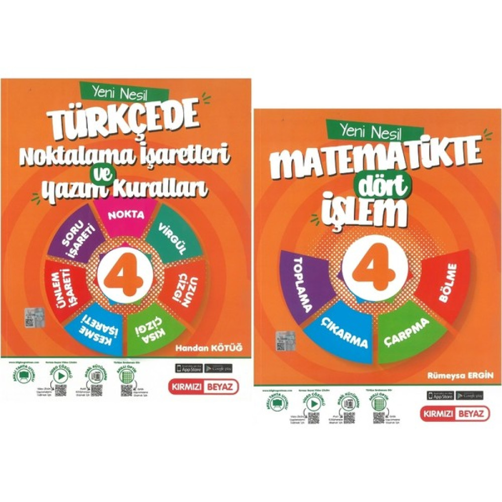 Kırmızı Beyaz Yayınlar Kırmızı Beyaz 4.sınıf Yeni Nesil Dört Işlem - Yazım Noktalama Türkçe Matematik Seti 2 Kitap Kaynak Kitapları Fiyatı