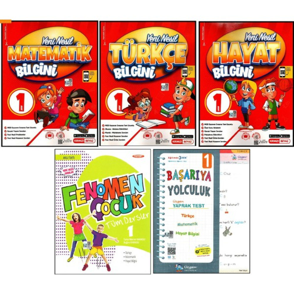 Kırmızı Beyaz Yayınlar Kırmızı Beyaz Yayınlar+Fenomen+Üçgen 1. Sınıf 2. Dönem Türkçe+Matematik+Hayat Bil.+Soru Bankası+Test 5 Kitap Tüm Dersler Fiyatı