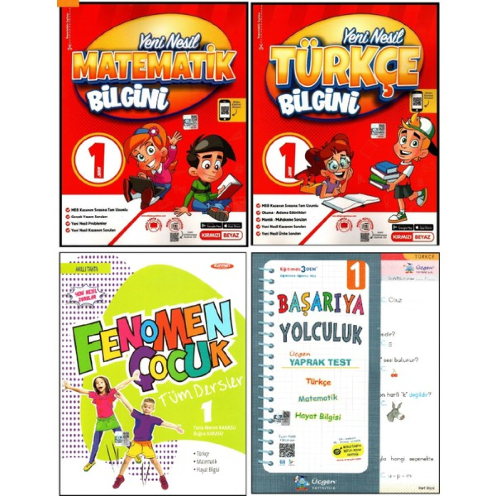 Kırmızı Beyaz Yayınlar Kırmızı Beyaz Yayınlar+Fenomen+Üçgen 1. Sınıf 2. Dönem Türkçe+Matematik+Soru Bankası+Yaprak Test 4 Kitap Tüm Dersler Fiyatı