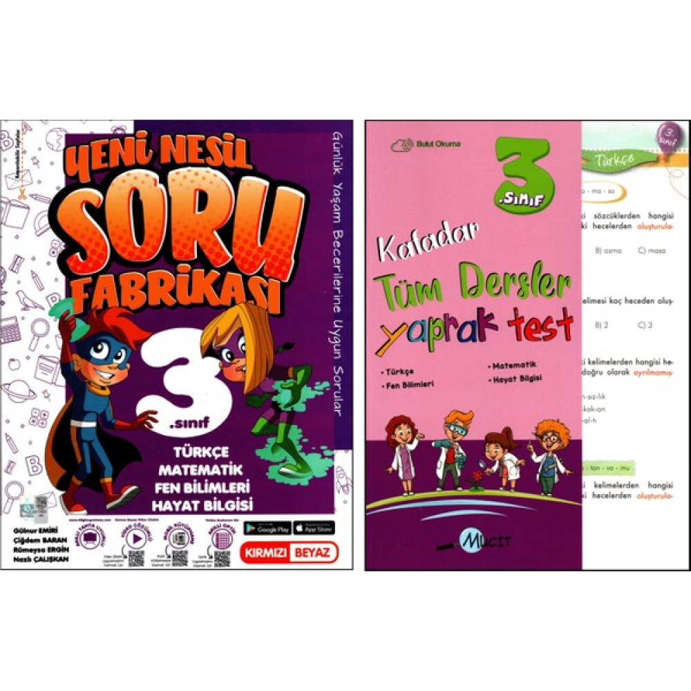 Kırmızı Beyaz Yayınlar Kırmızı Beyaz+Mucit 3. Sınıf Soru Fabrikası+Yaprak Test 2 Kitap Tüm Dersler Fiyatı