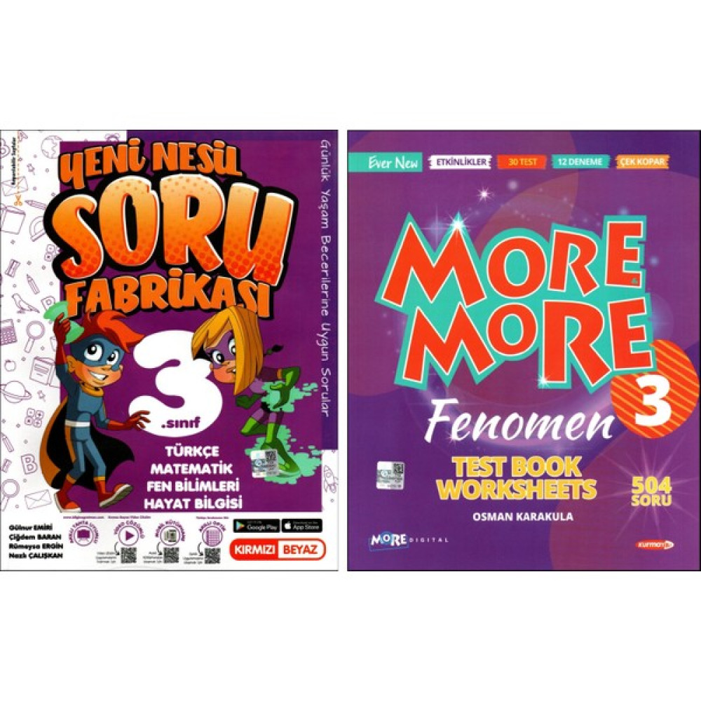 Kırmızı Beyaz Yayınlar + More And More 3. Sınıf Soru Fabrikası + Test Book Worksheets 2 Kitap Tüm Dersler Fiyatı