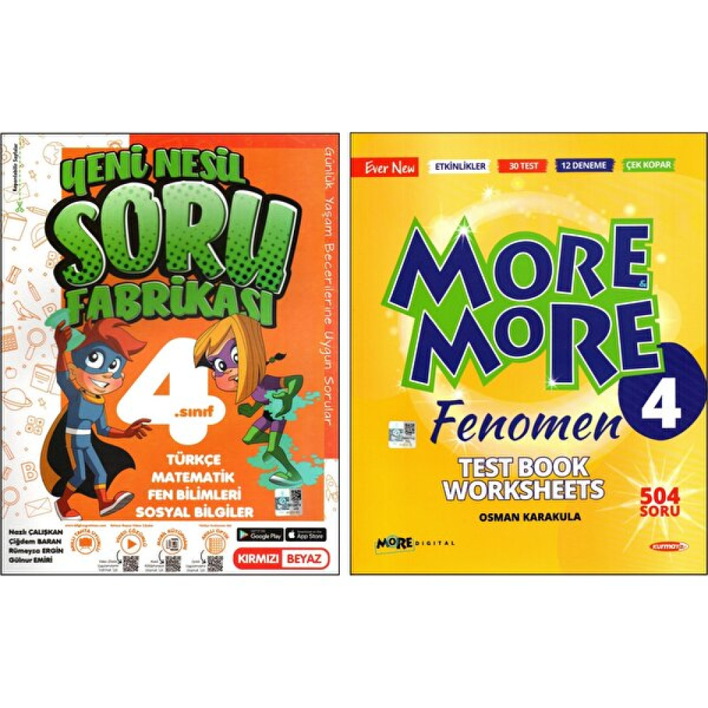 Kırmızı Beyaz Yayınlar + More And More 4. Sınıf Soru Fabrikası + Test Book Worksheets 2 Kitap Tüm Dersler Fiyatı