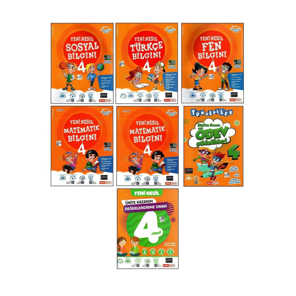 Kırmızı Beyaz Yayınları Kırmızı Beyaz 4. Sınıf Yeni Nesil Ilkokul Bilgini Serisi Seti 7 Kitap Yardımcı Kitaplar Fiyatı