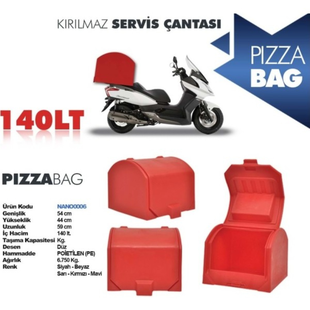 Kırmızı Motosiklet Pizza Çantası Taşıma Çantası 140 Litrelik Kırmızı - 1 Oto Boyaları Fiyatı