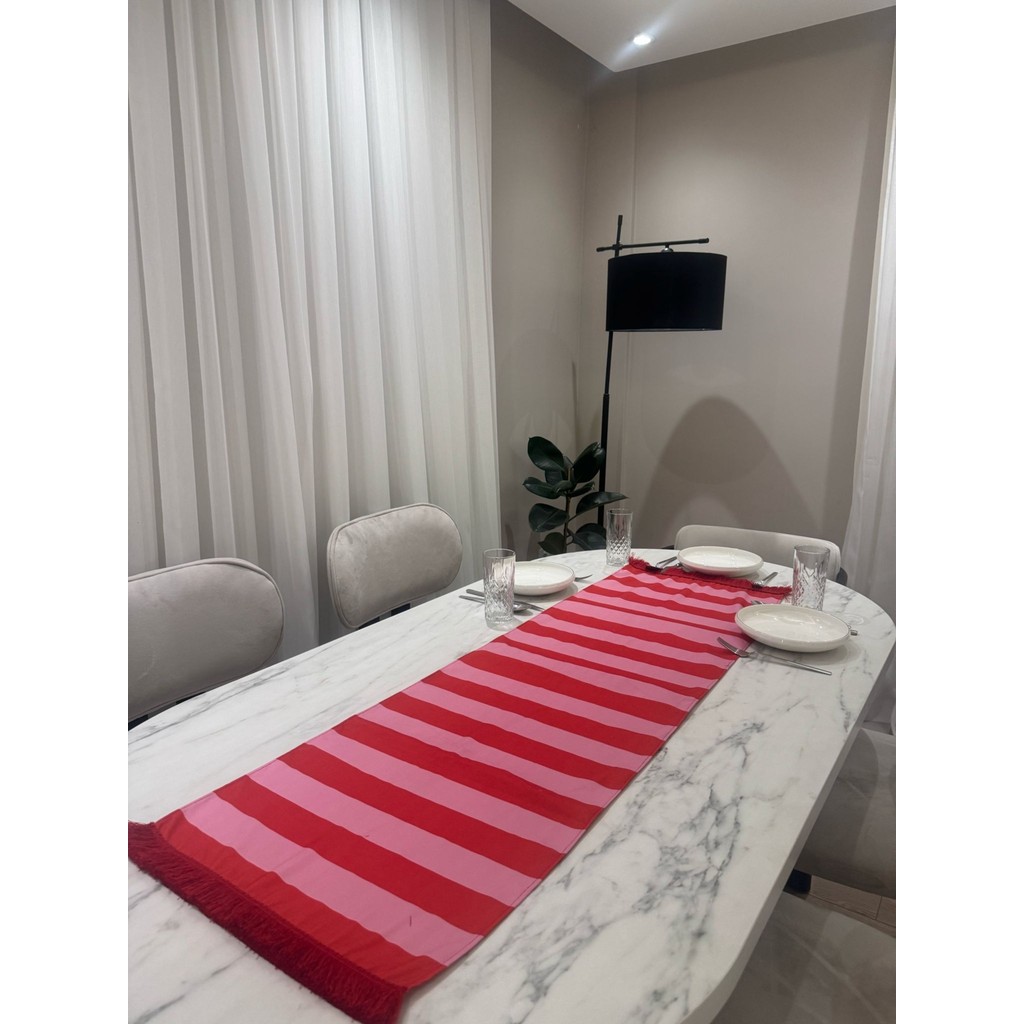 Kırmızı Pembe Çizgili Püsküllü 43X135 cm Runner - 135 x 43 cm SSD / Solid State Drive Fiyatı