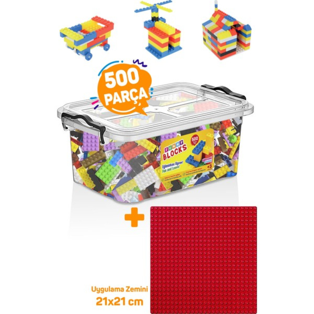 Kırmızı Uygulama Zeminli LEGO Mikro Blok Funny Blocks 500 Parça Plastik Kutulu Legolar ( Yapım Oyuncakları ) Fiyatı