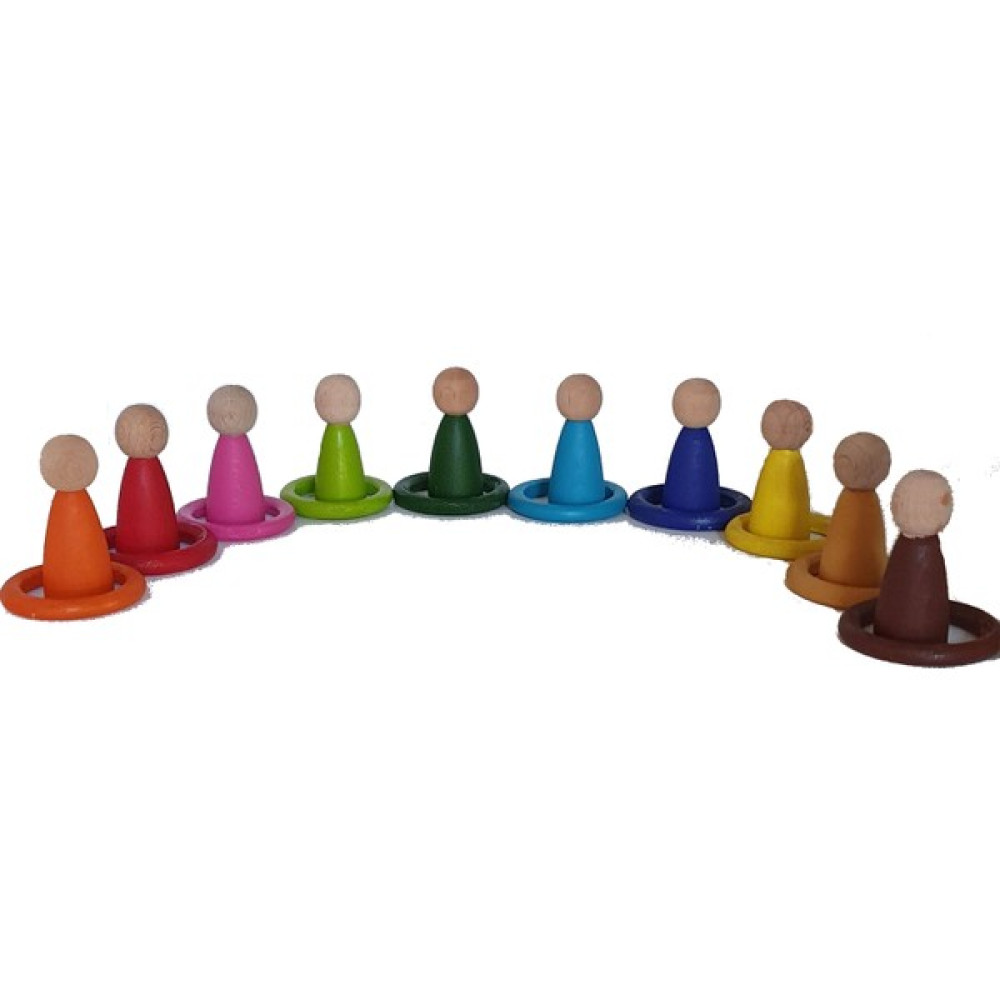 Kırtkırt Ahşap Waldorf Montessori Peg Bebek Mini Insancık + Halka Boyalı 10'arlı Set Bebek Oyuncakları Fiyatı