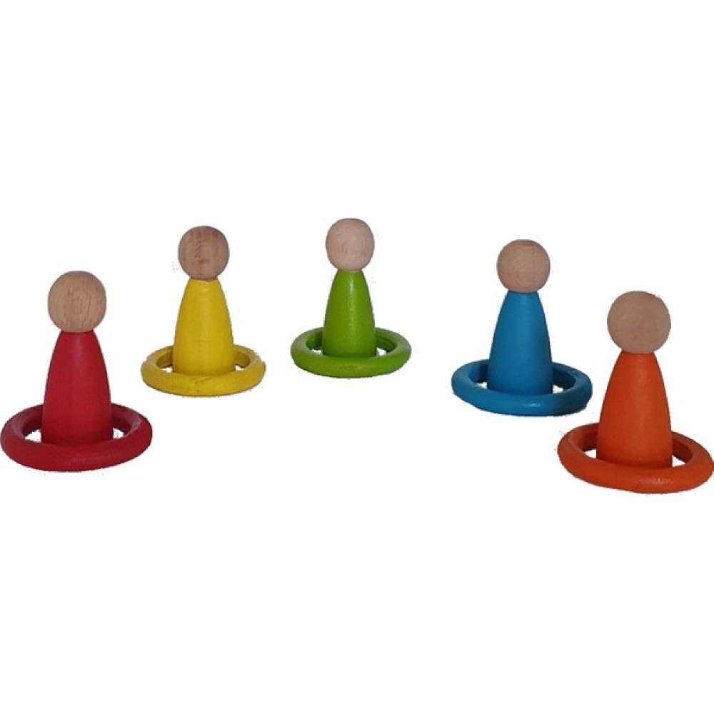 Kırtkırt Ahşap Waldorf Montessori Peg Bebek Mini Insancık + Halka Boyalı 5'erli Set Bebek Oyuncakları Fiyatı